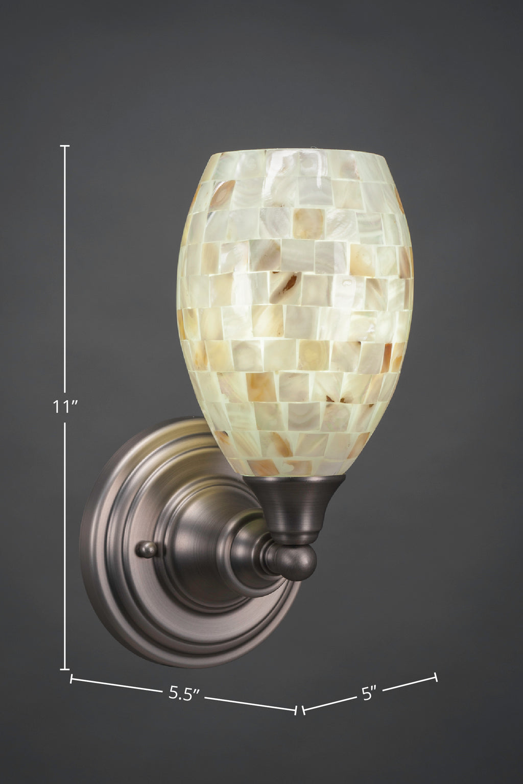 Any One Light Wall Sconce in Brushed Nickel with 5" Ivory Glaze Seashell Shade