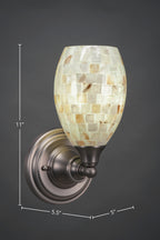 Any One Light Wall Sconce in Brushed Nickel with 5" Ivory Glaze Seashell Shade
