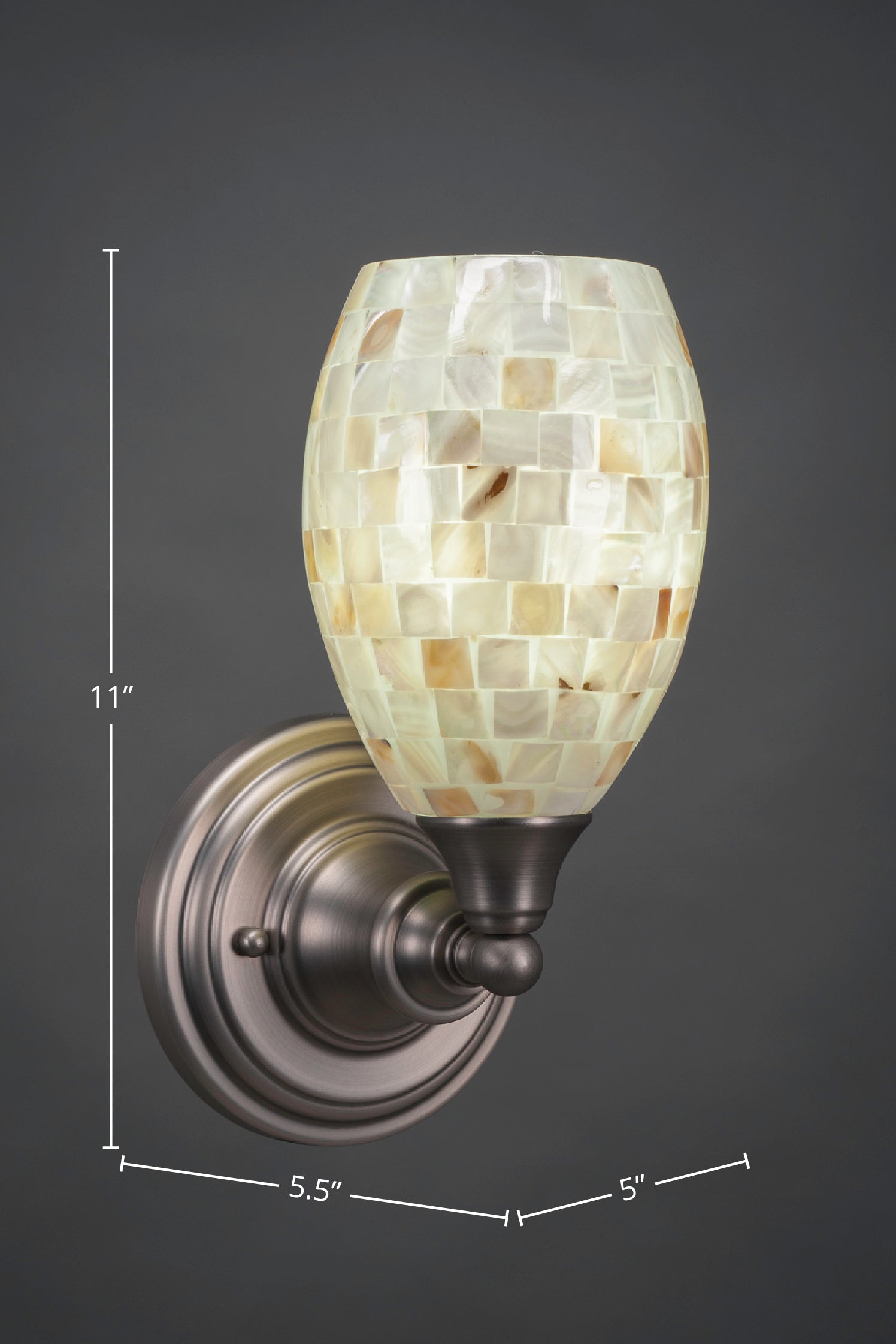 Any One Light Wall Sconce in Brushed Nickel with 5" Ivory Glaze Seashell Shade