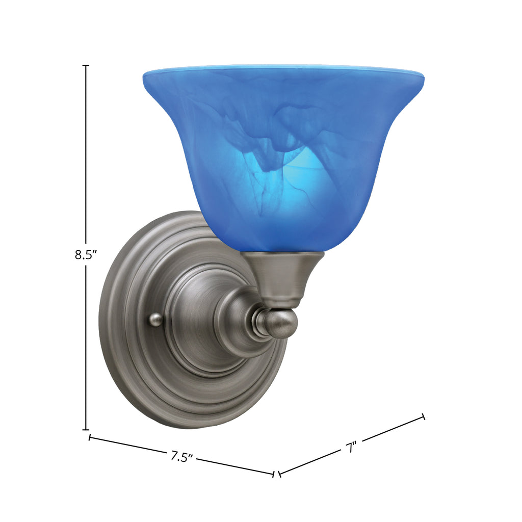 Any One Light Wall Sconce in Brushed Nickel with 7" Blue Italian Shade