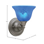 Any One Light Wall Sconce in Brushed Nickel with 7" Blue Italian Shade
