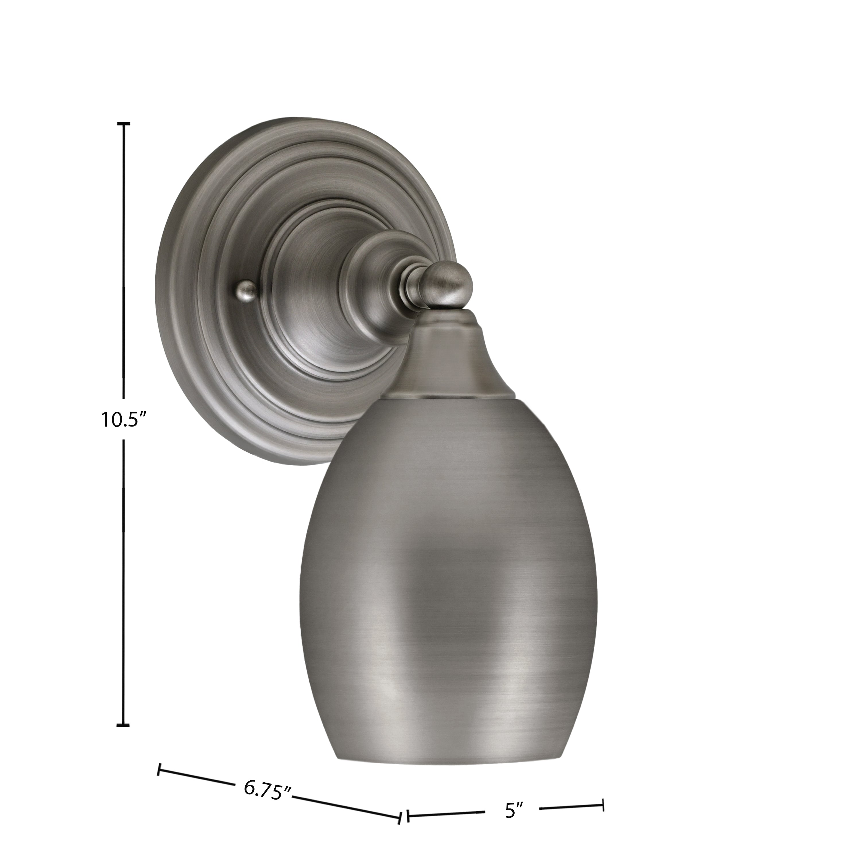Any One Light Wall Sconce in Brushed Nickel with 5" Brushed Nickel Oval Metal Shade Shade