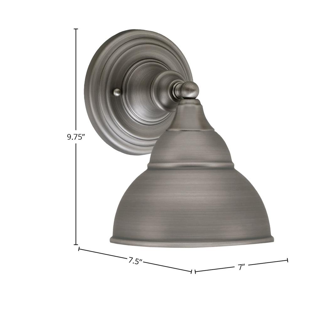 Any One Light Wall Sconce in Brushed Nickel with 7" Brushed Nickel Double Bubble Metal Shade Shade