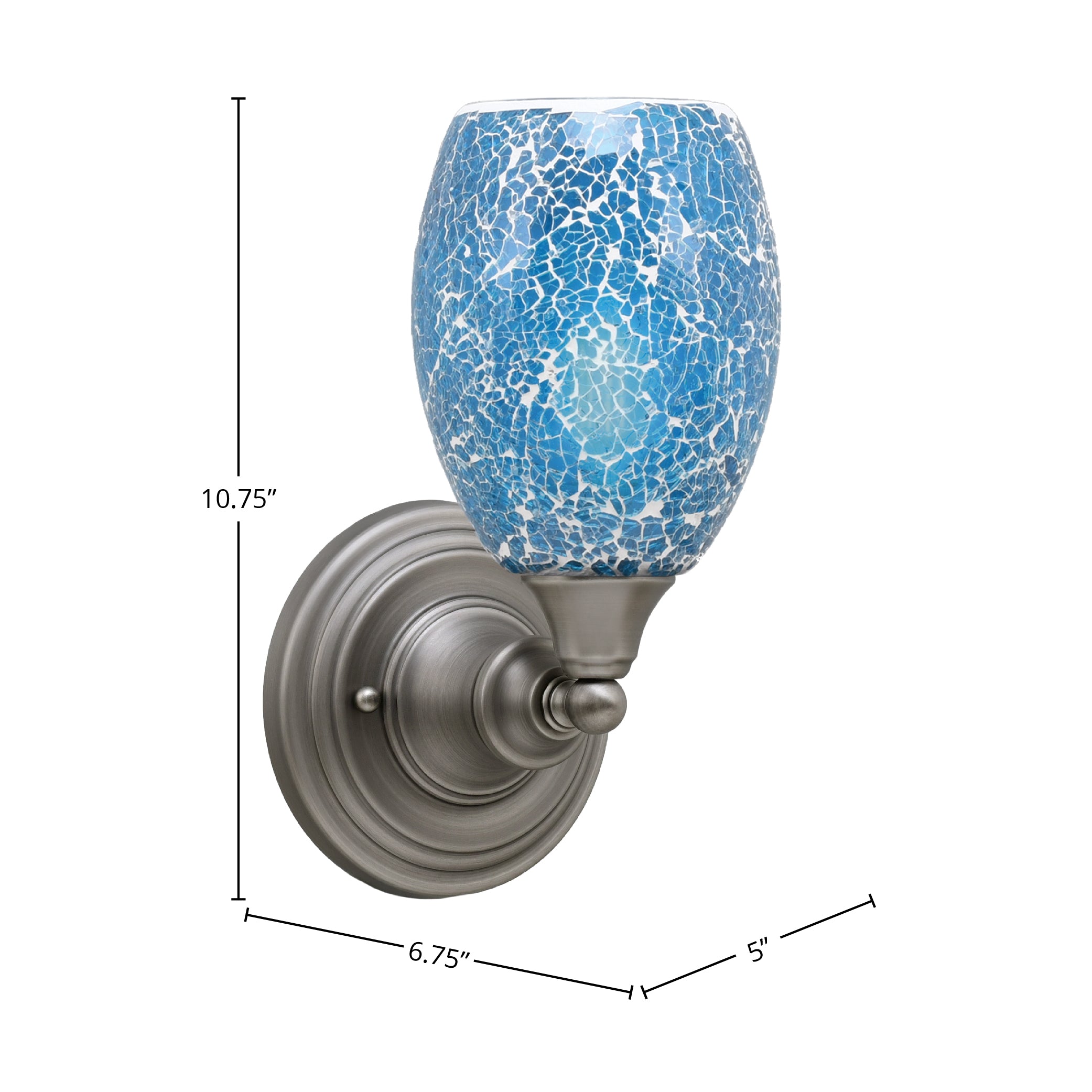 Any One Light Wall Sconce in Brushed Nickel with 5" Turquoise Fusion Shade