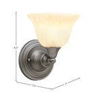 Any One Light Wall Sconce in Brushed Nickel with 7" Italian Marble Shade