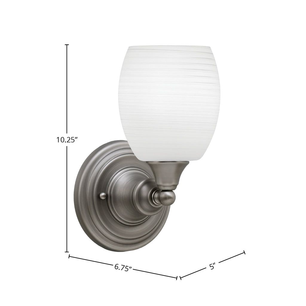 Any One Light Wall Sconce in Brushed Nickel with 5" White Linen Shade