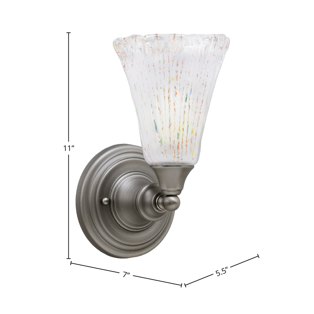 Any One Light Wall Sconce in Brushed Nickel with 5.5" Fluted Frosted Crystal Shade
