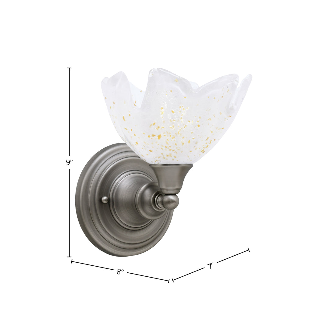 Any One Light Wall Sconce in Brushed Nickel with 7" Gold Ice Shade