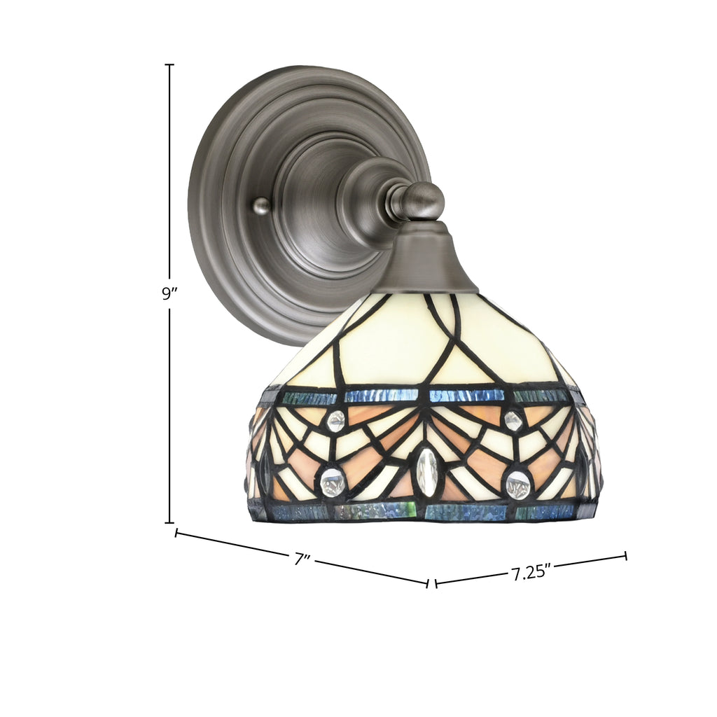 Any One Light Wall Sconce in Brushed Nickel with 7" Royal Merlot Art Glass Shade