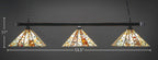 Square Three Light Bar in Black Copper with 14" Fiesta Art Glass Shade