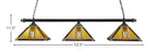 Square Three Light Bar in Black Copper with 14 "Santa Cruz Art Glass Shade