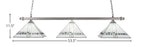 Square/Square Three Light Bar in Brushed Nickel with 14" New Deco Art Glass Shade