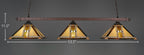 Square Three Light Bar in Bronze with 14" Santa Cruz Art Glass Shade