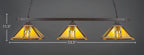 Square Three Light Bar in Dark Granite with 14" Santa Cruz Art Glass Shade