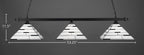Square Three Light Bar in Matte Black with 14" Pearl Ebony Art Glass Shade