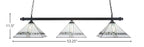Square Three Light Island Pendant in Matte Black with 14" New Deco Art Glass Shade