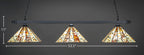 Square Three Light Bar in Matte Black with 14" Fiesta Art Glass Shade