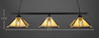 Square Three Light Bar in Matte Black with 14" Santa Cruz Art Glass Shade