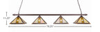 Square Four Light Bar in Bronze with 14" Santa Cruz Art Glass Shade