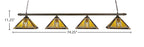 Square Four Light Bar in Dark Granite with 14" Santa Cruz Art Glass Shade