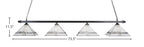 Square/Square Four Light Bar in Matte Black with 14" New Deco Art Glass Shade