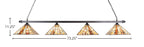 Square/Square Four Light Bar in Matte Black with 14" Fiesta Art Glass Shade