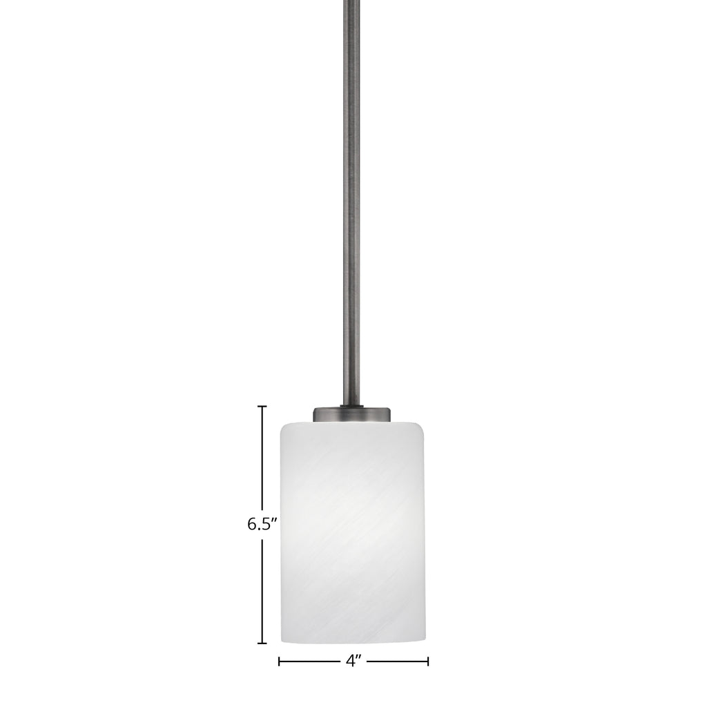 Atlas One Light Mini Pendant in Graphite with 4" White Marble Shade