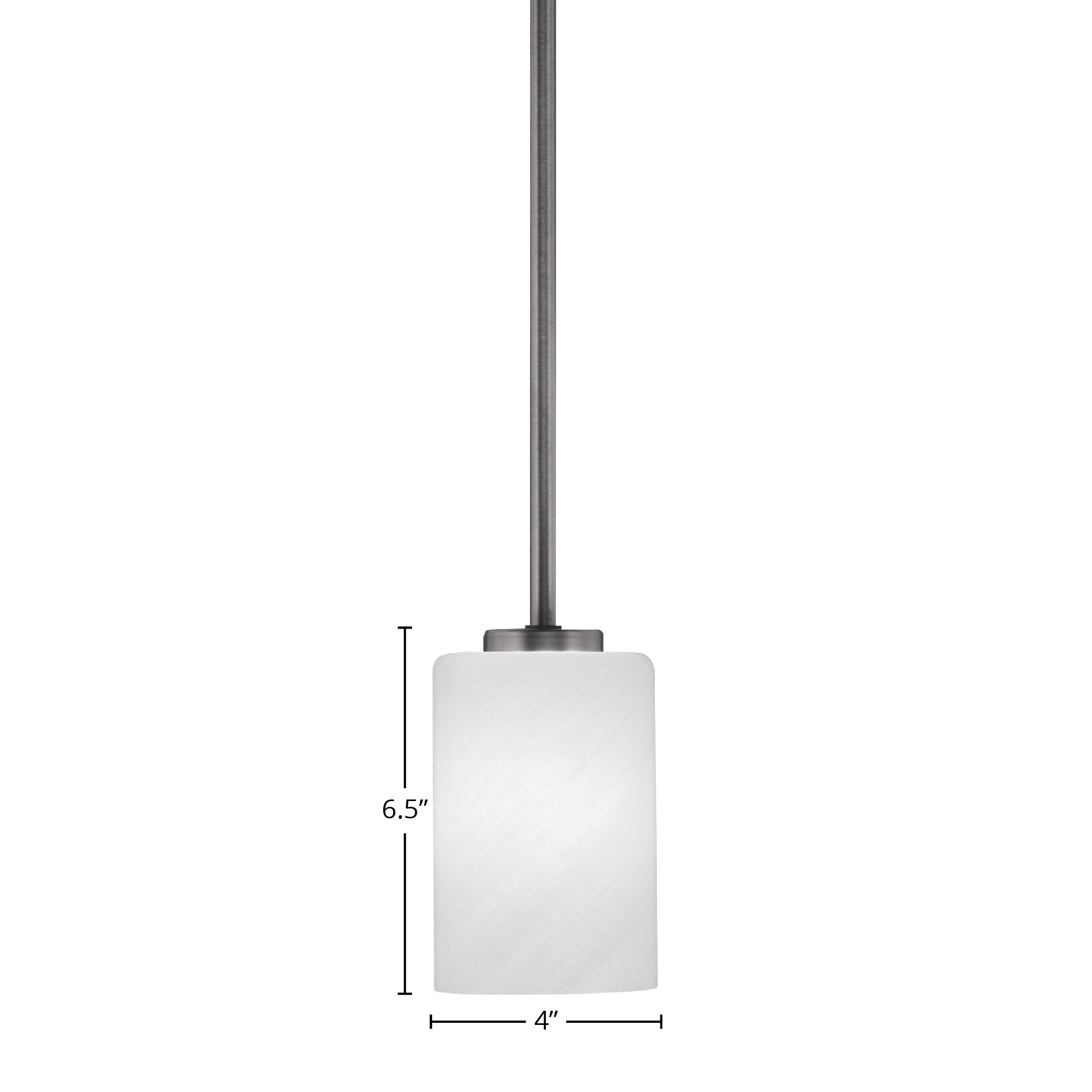 Atlas One Light Mini Pendant in Graphite with 4" White Marble Shade