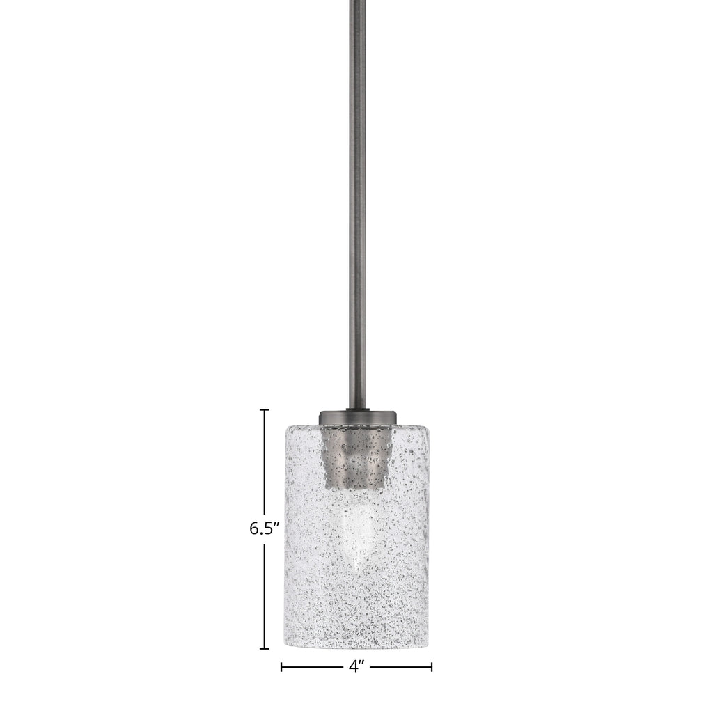 Atlas One Light Mini Pendant in Graphite with 4" Smoke Bubble Shade