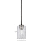 Atlas One Light Mini Pendant in Graphite with 4" Smoke Bubble Shade