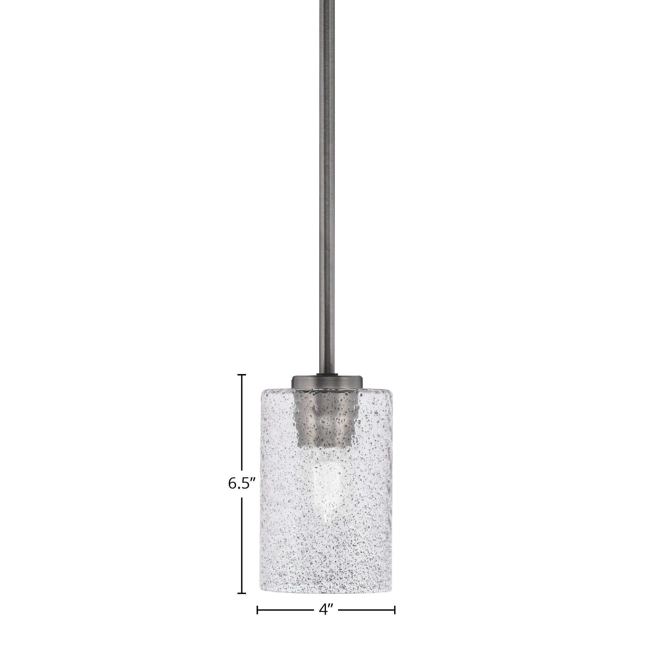 Atlas One Light Mini Pendant in Graphite with 4" Smoke Bubble Shade