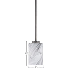 Atlas One Light Mini Pendant in Graphite with 4" Onyx Swirl Shade