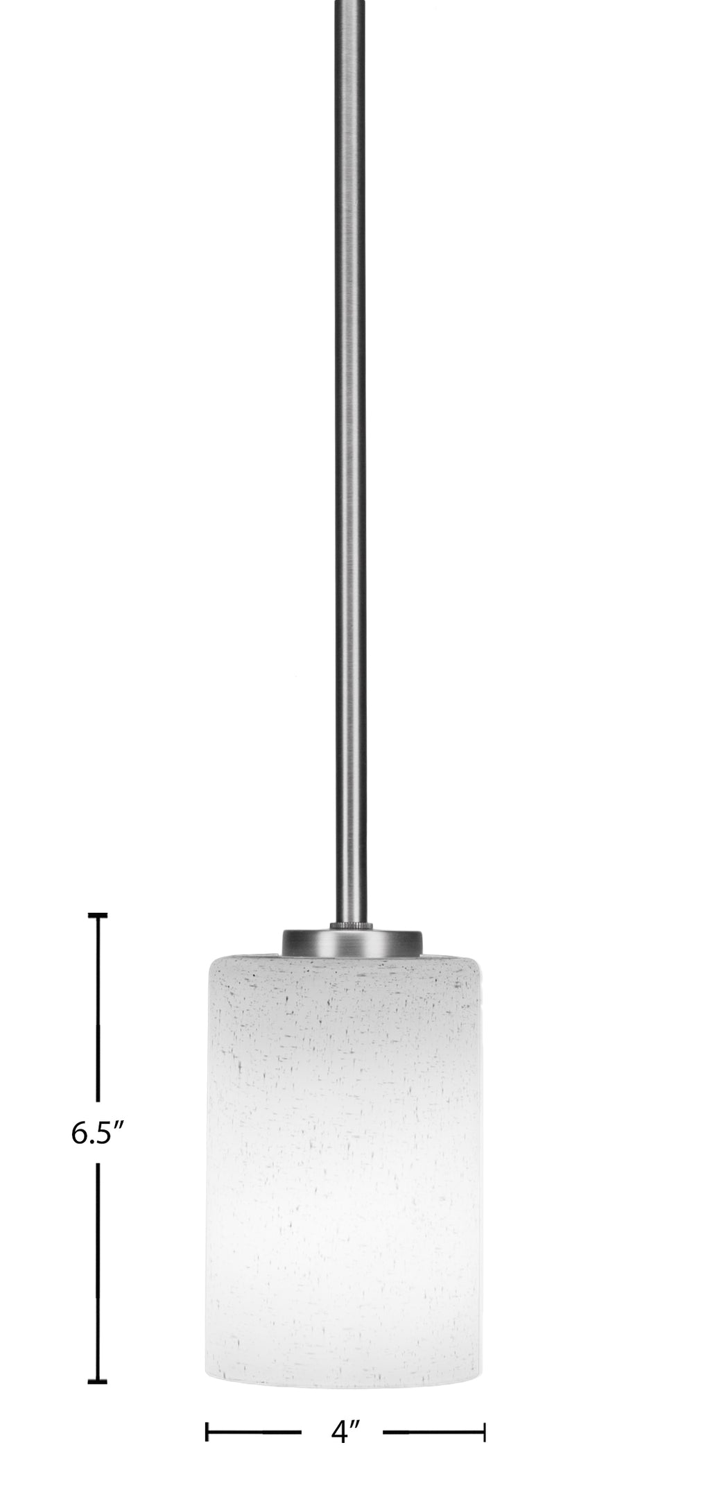 Atlas One Light Mini Pendant in Graphite with 4" White Muslin Shade