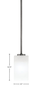 Atlas One Light Mini Pendant in Graphite with White Marble Shade