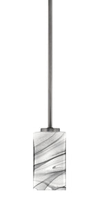 Atlas One Light Mini Pendant in Graphite with Onyx Swirl Shade