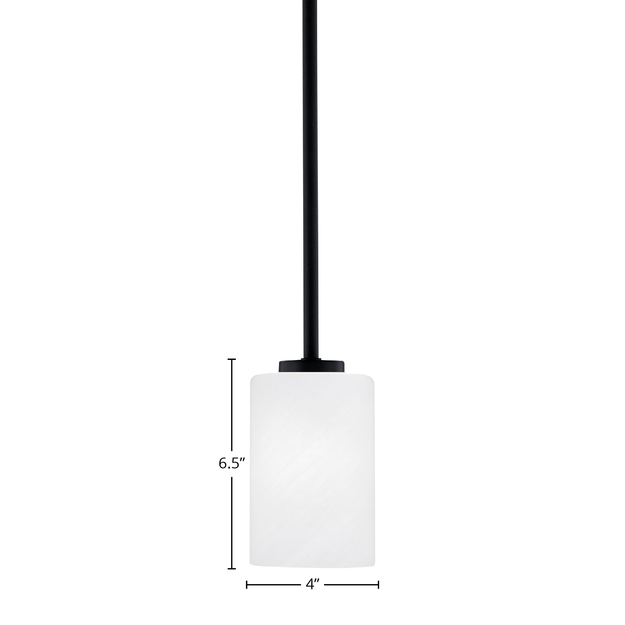 Atlas One Light Mini Pendant in Matte Black with 4" White Marble Shade