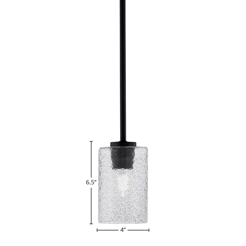 Atlas One Light Mini Pendant in Matte Black with 4" Smoke Bubble Shade