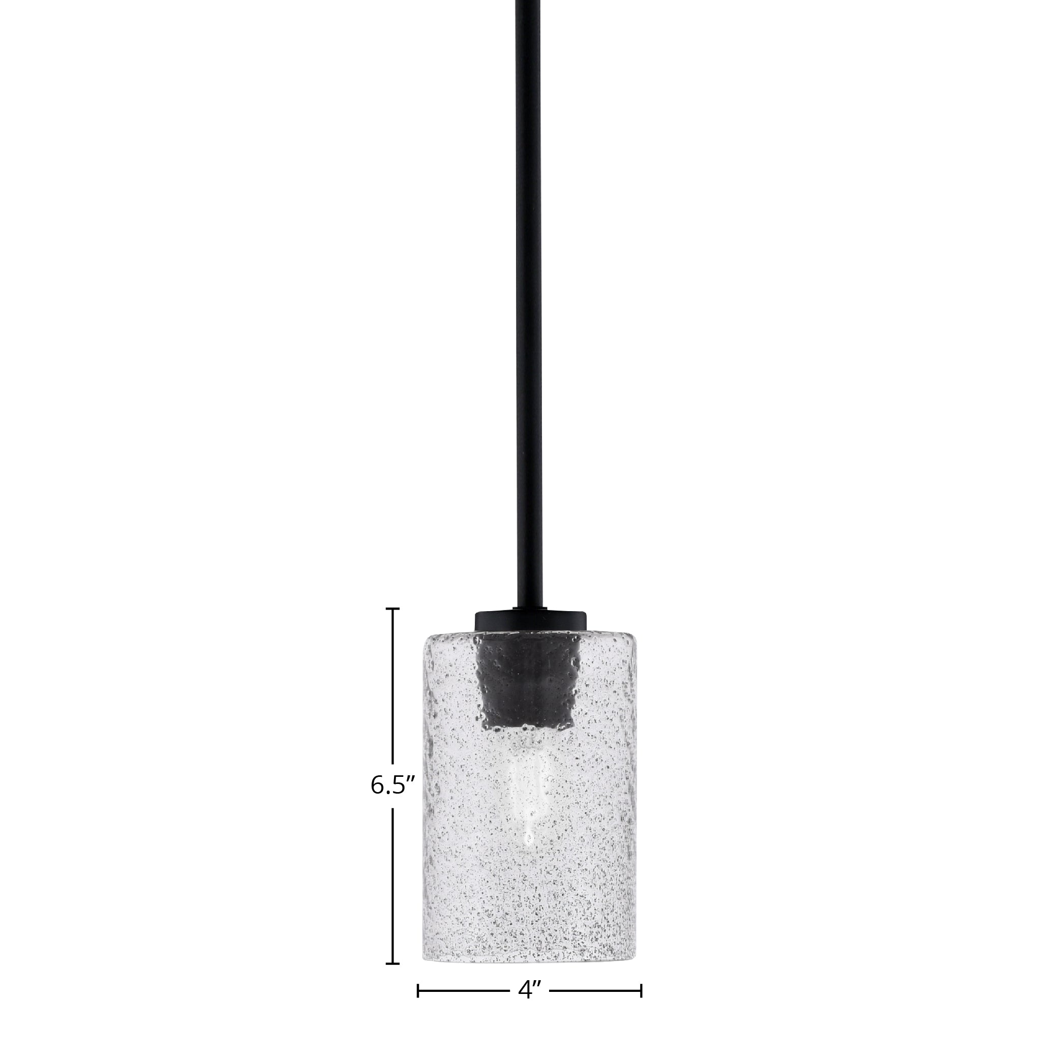 Atlas One Light Mini Pendant in Matte Black with 4" Smoke Bubble Shade