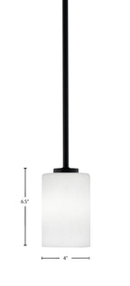 Atlas One Light Mini Pendant in Matte Black with 4" White Muslin Shade