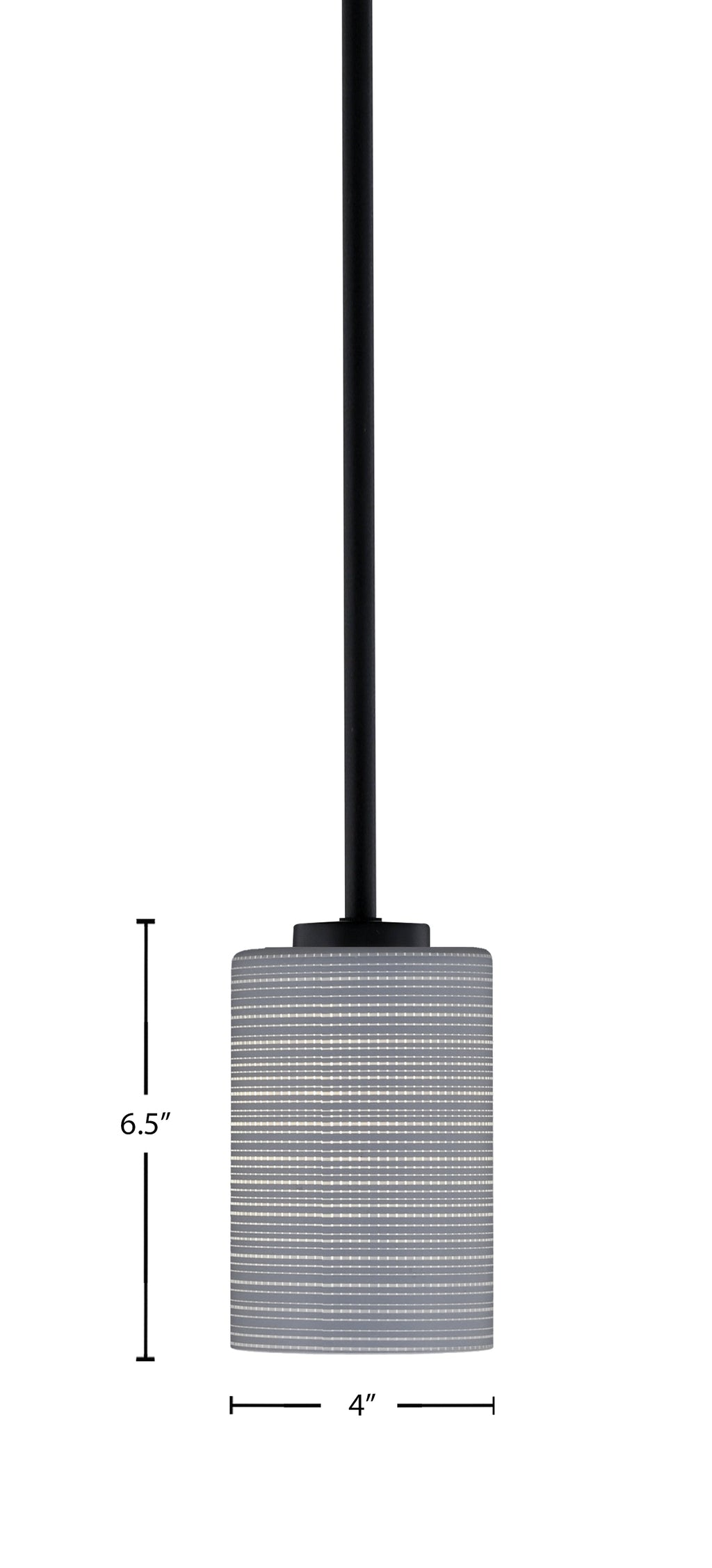 Atlas One Light Mini Pendant in Matte Black with 4" Gray Matrix Shade
