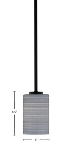 Atlas One Light Mini Pendant in Matte Black with 4" Gray Matrix Shade