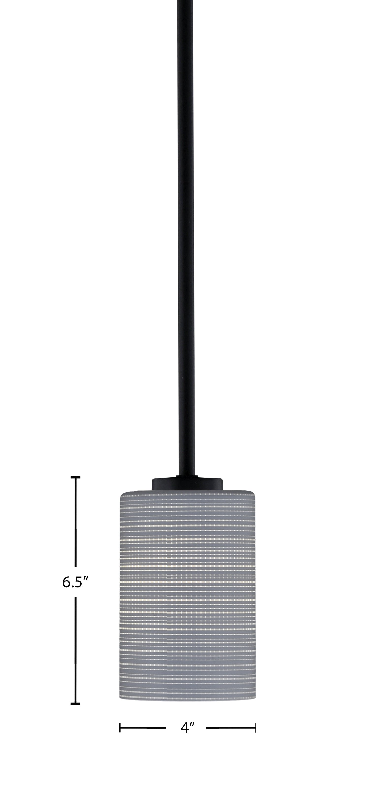 Atlas One Light Mini Pendant in Matte Black with 4" Gray Matrix Shade