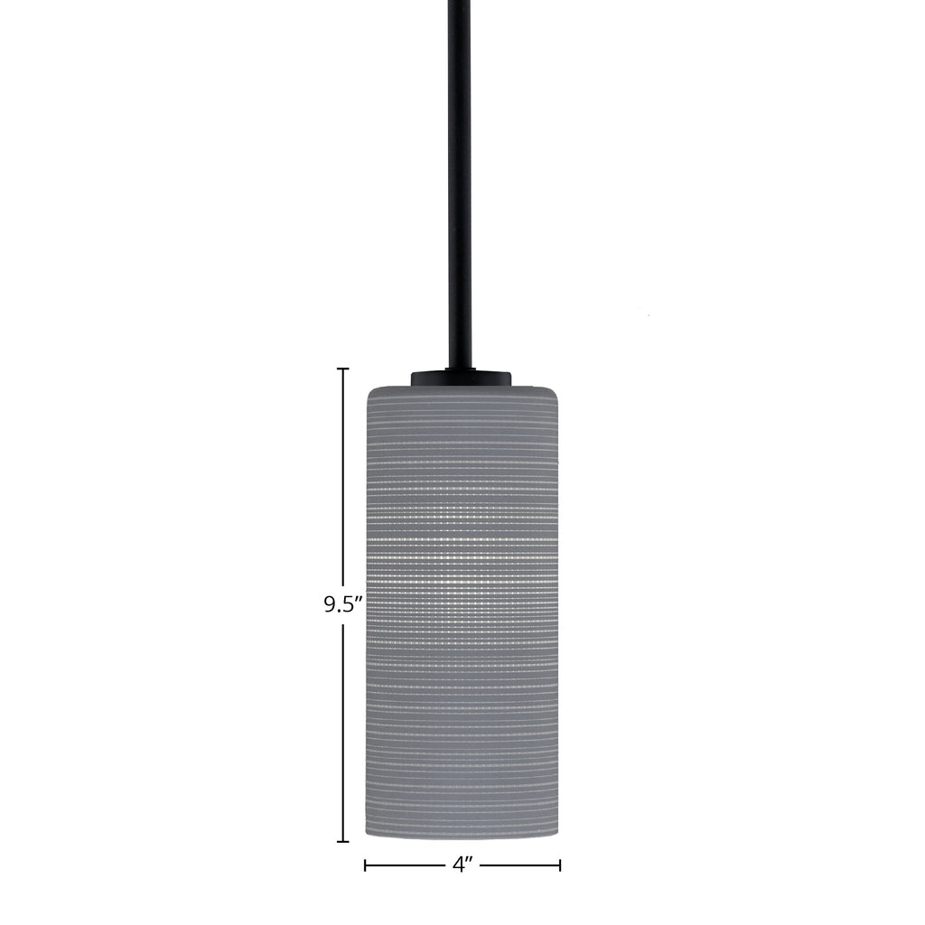 Atlas One Light Mini Pendant in Matte Black with 4" Gray Matrix Shade