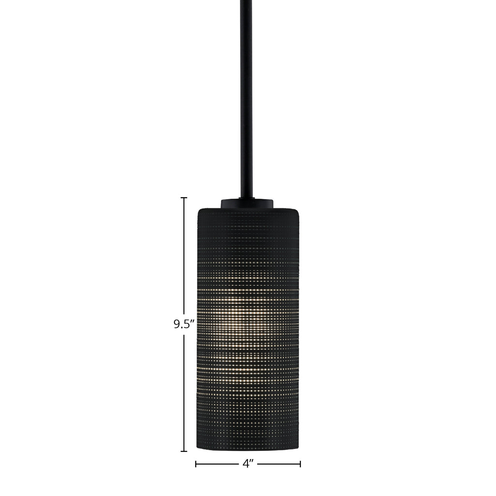 Atlas One Light Mini Pendant in Matte Black with 4" Black Matrix Shade
