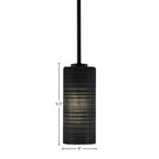Atlas One Light Mini Pendant in Matte Black with 4" Black Matrix Shade