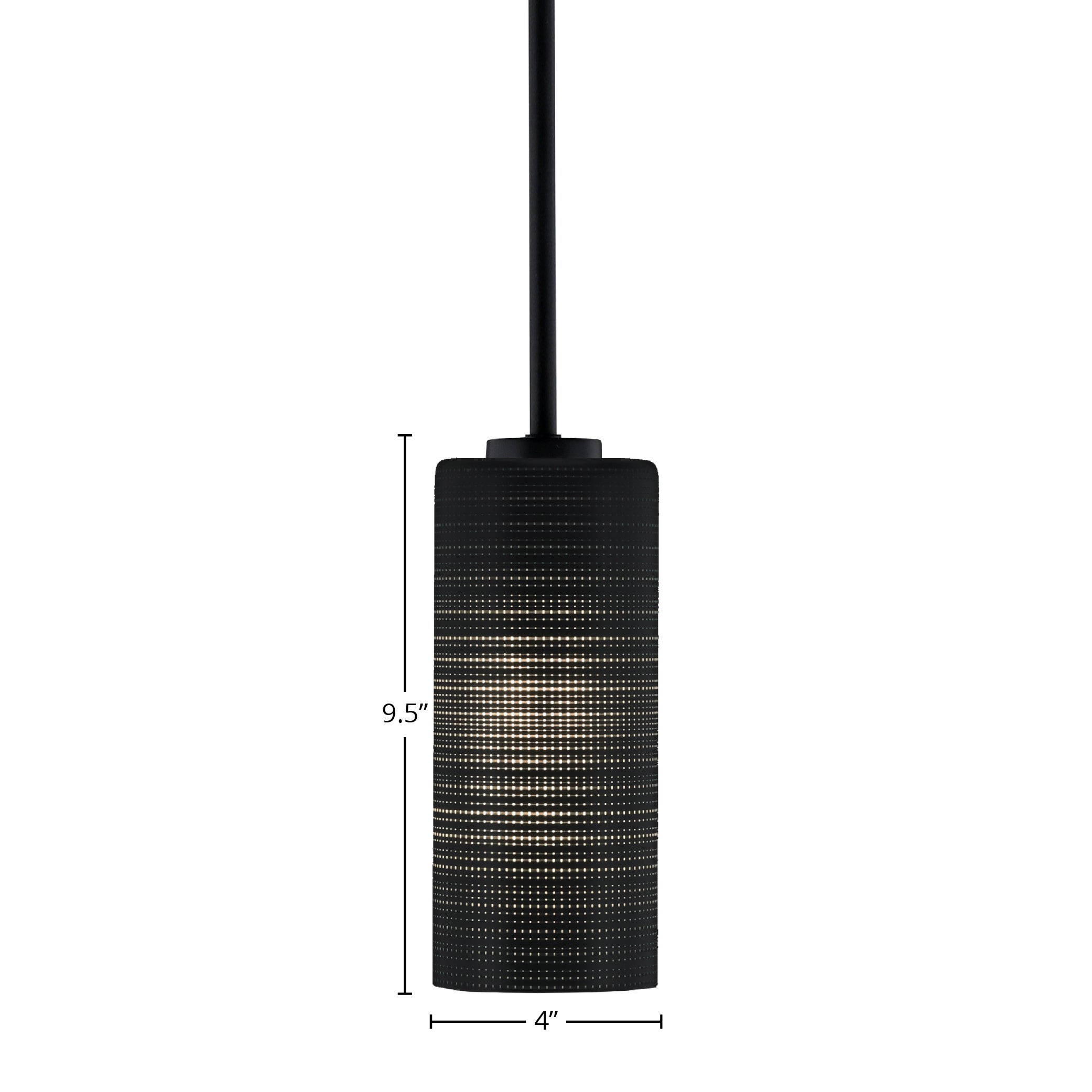 Atlas One Light Mini Pendant in Matte Black with 4" Black Matrix Shade