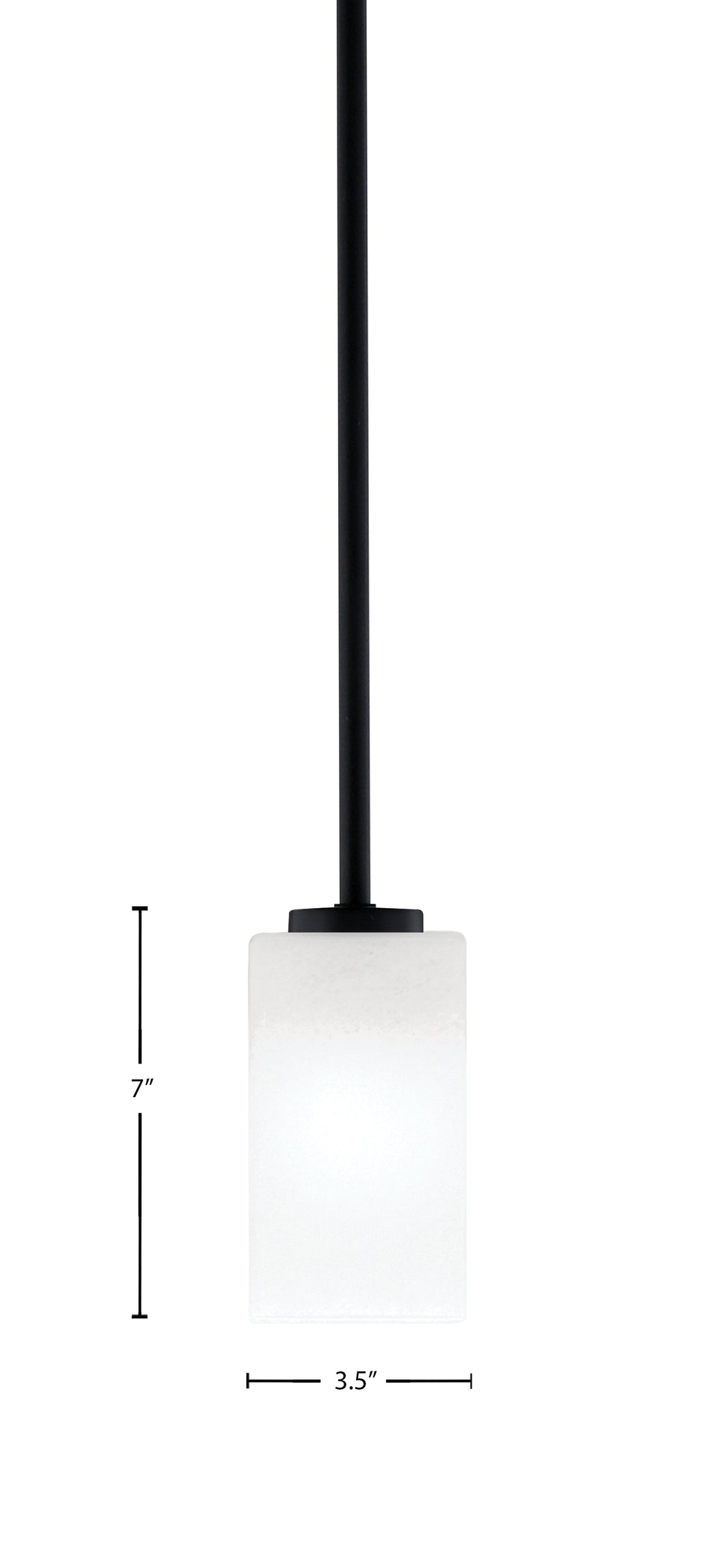 Atlas One Light Mini Pendant in Matte Black with White Marble Shade