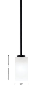 Atlas One Light Mini Pendant in Matte Black with White Marble Shade