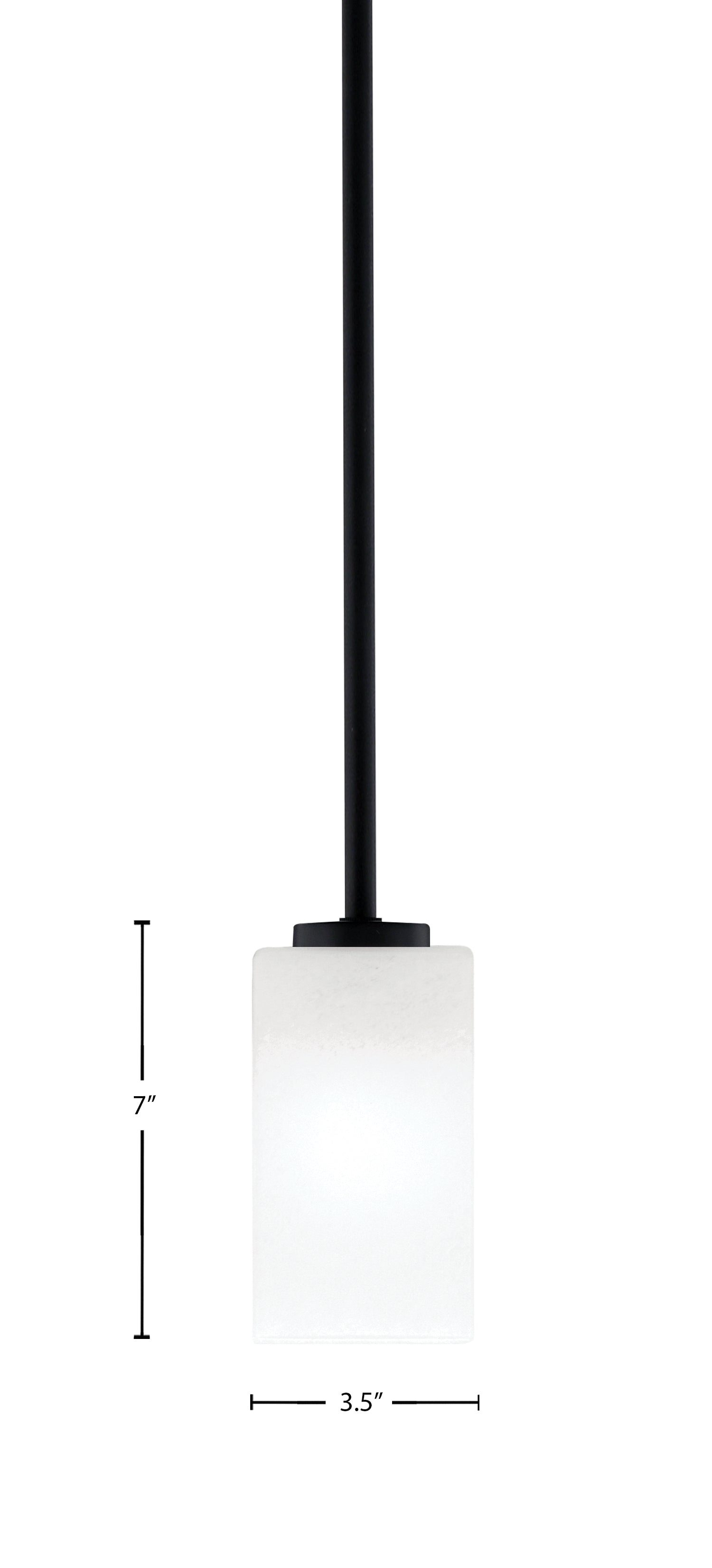 Atlas One Light Mini Pendant in Matte Black with White Marble Shade