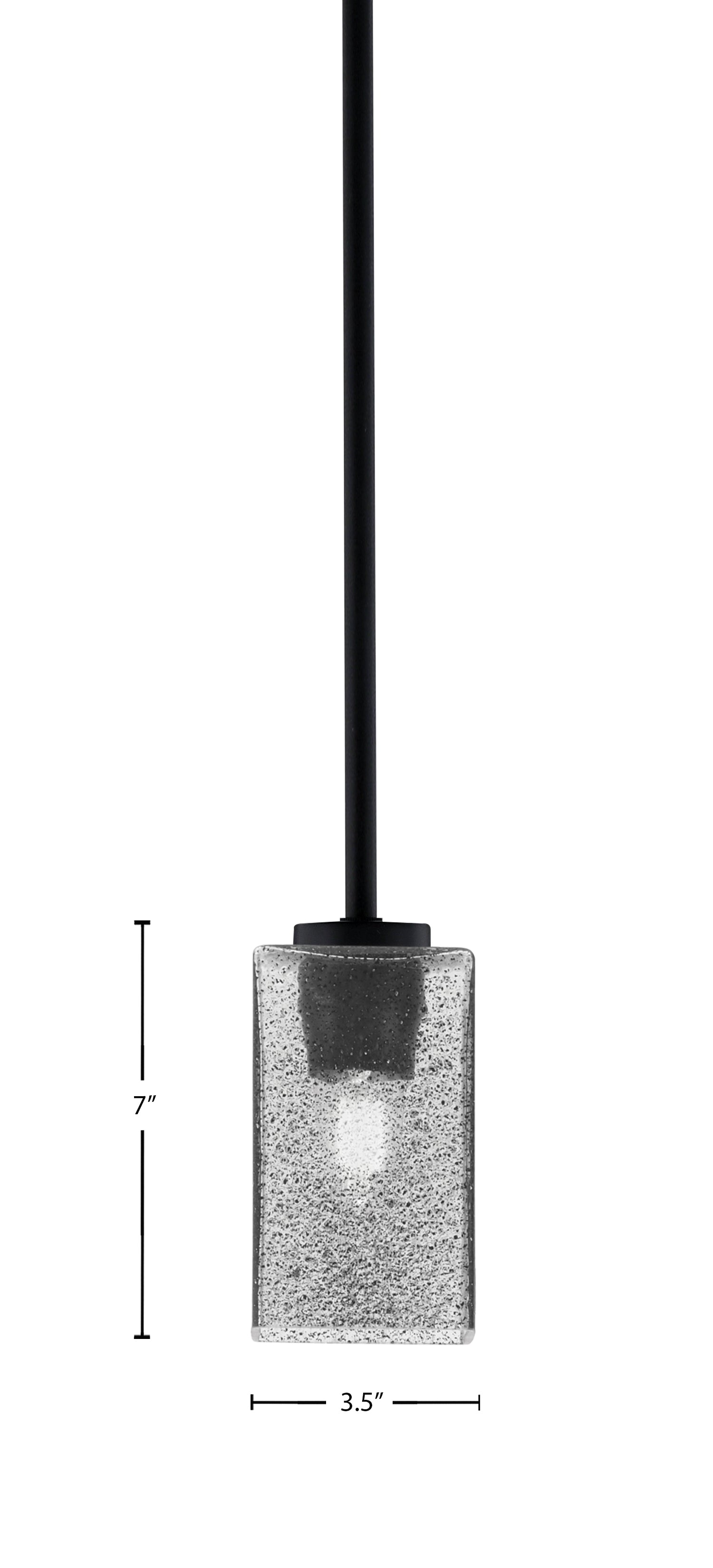 Atlas One Light Mini Pendant in Matte Black with Smoke Bubble Shade